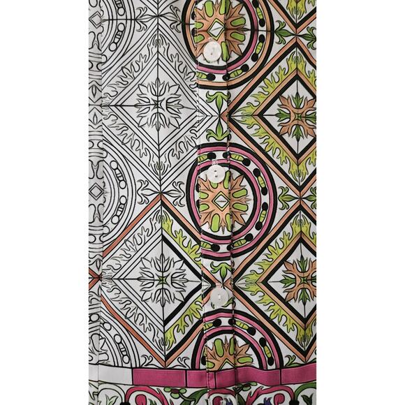 Trisha Tyler NWT MEDIUM Blouse Button-Up Geometric Wire Collar Multicolor - Picture 5 of 11